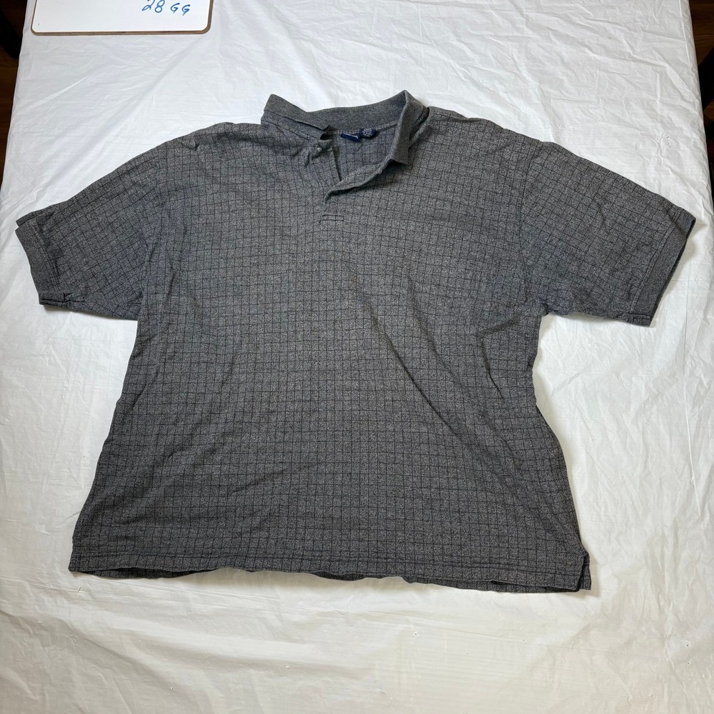 Cherokee Mens gray/black short sleeve‎ checkered polo size extra large